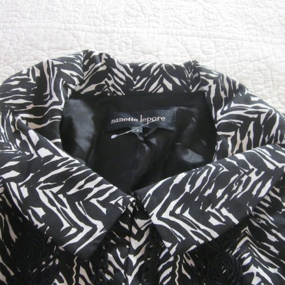 Nanette Lepore Jacket 4 Black/White - Picture 3 of 9